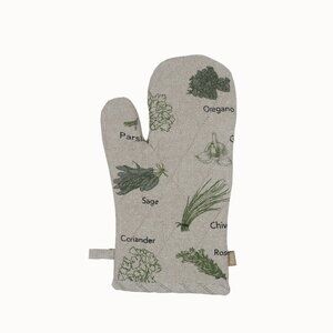 Pair of Green Herbs Pattern Oven Gloves